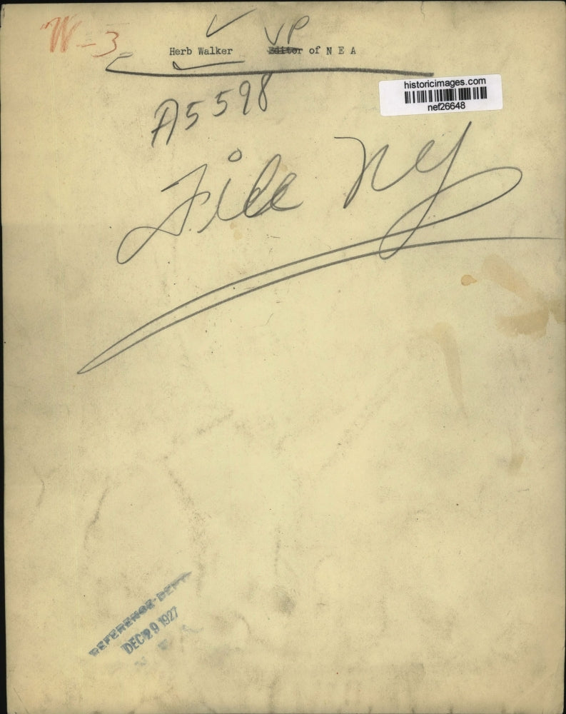 1927 Press Photo Herb Walker of NEA - nef26648