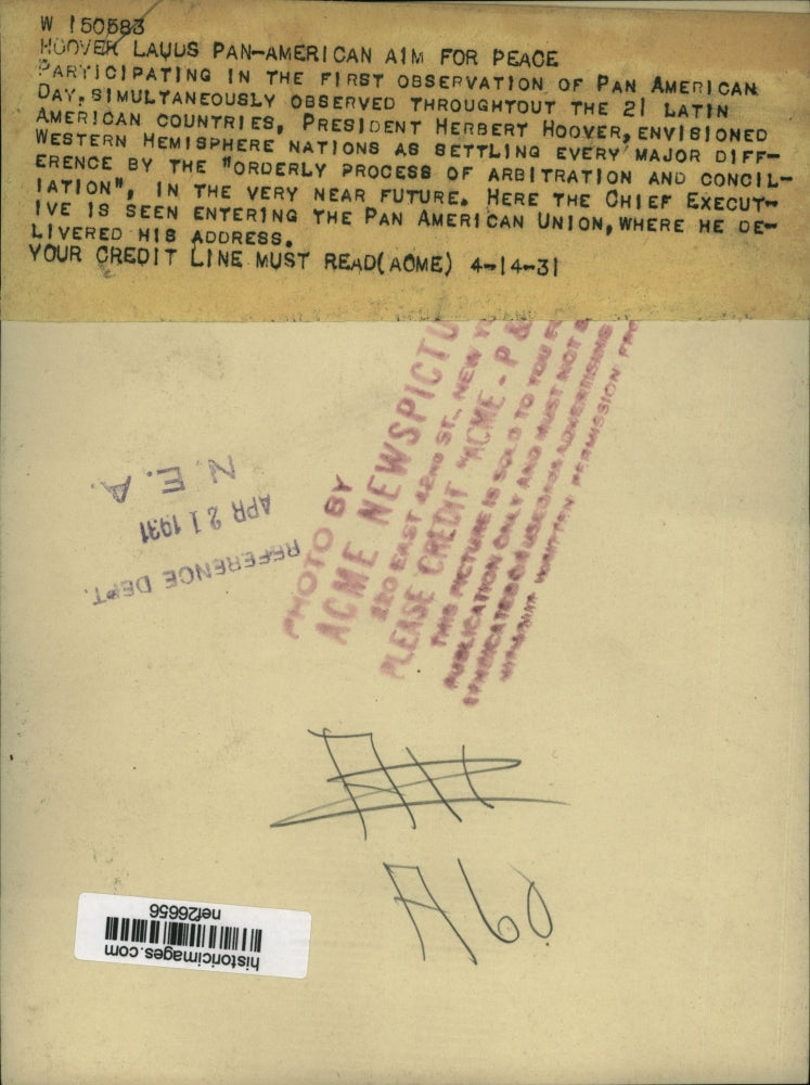 1931 Press Photo President Herbert Hoover at Pan American Union - nef26656