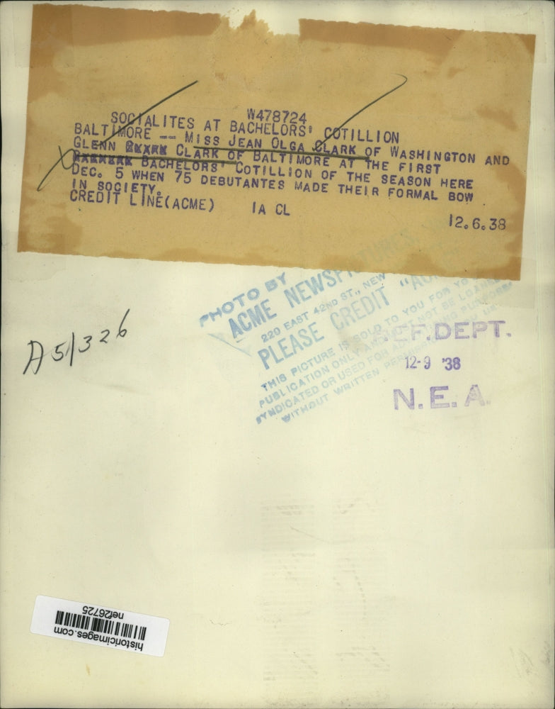 1938 Press Photo Jean Olga Clark, Husband Glenn at Bachelors' Cotillon