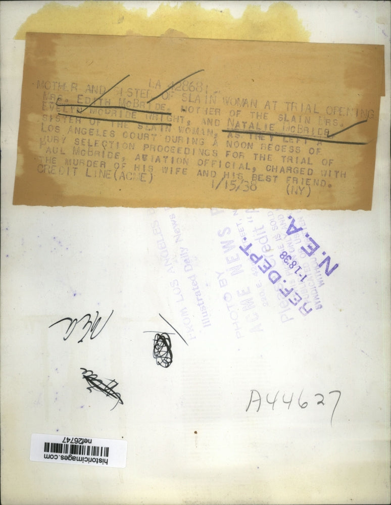 1938 Press Photo Edith McBride, Sister Natalie in Los Angeles Court - nef26747