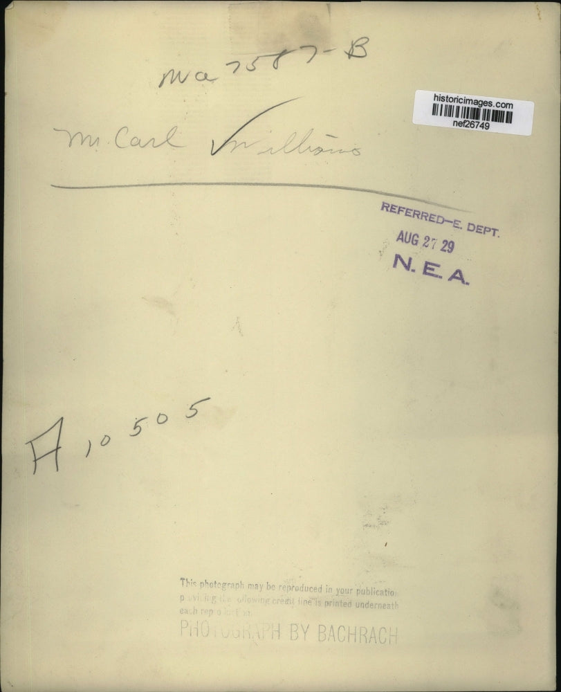 1929 Press Photo Carl Williams - nef26749