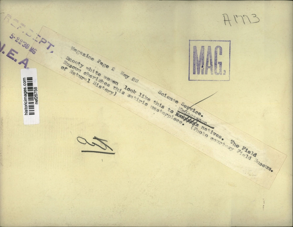 1938 Press Photo Statue by Madagascar Natives - nef26758