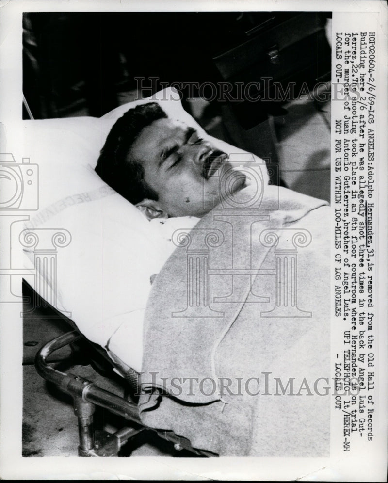 Load image into Gallery viewer, 1969 Press Photo Adolpho Hernandez, Shot at Los Angeles Hall of Records
