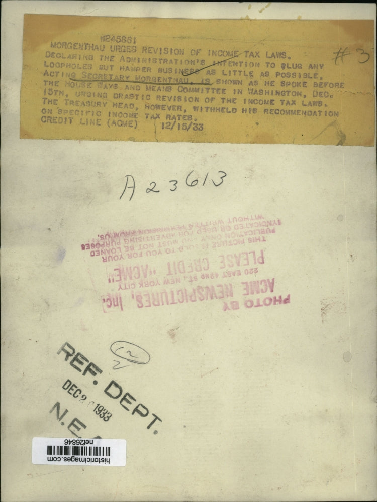 1933 Press Photo Henry morgenthau at House Ways & Means Committee Meeting