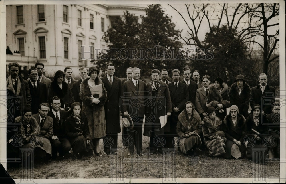 1932 Press Photo Pres.Herbert Hoover meet with Colleges Student in Buffalo