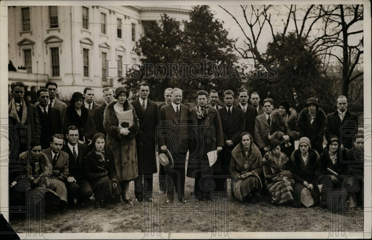 1932 Press Photo Pres.Herbert Hoover meet with Colleges Student in Buffalo