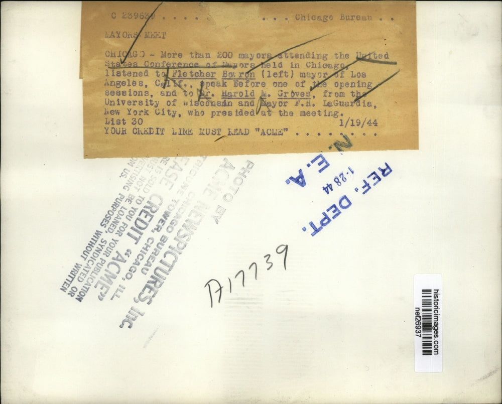 1944 Press Photo Mayors meet at the United State Conference of Mayors in Chicago