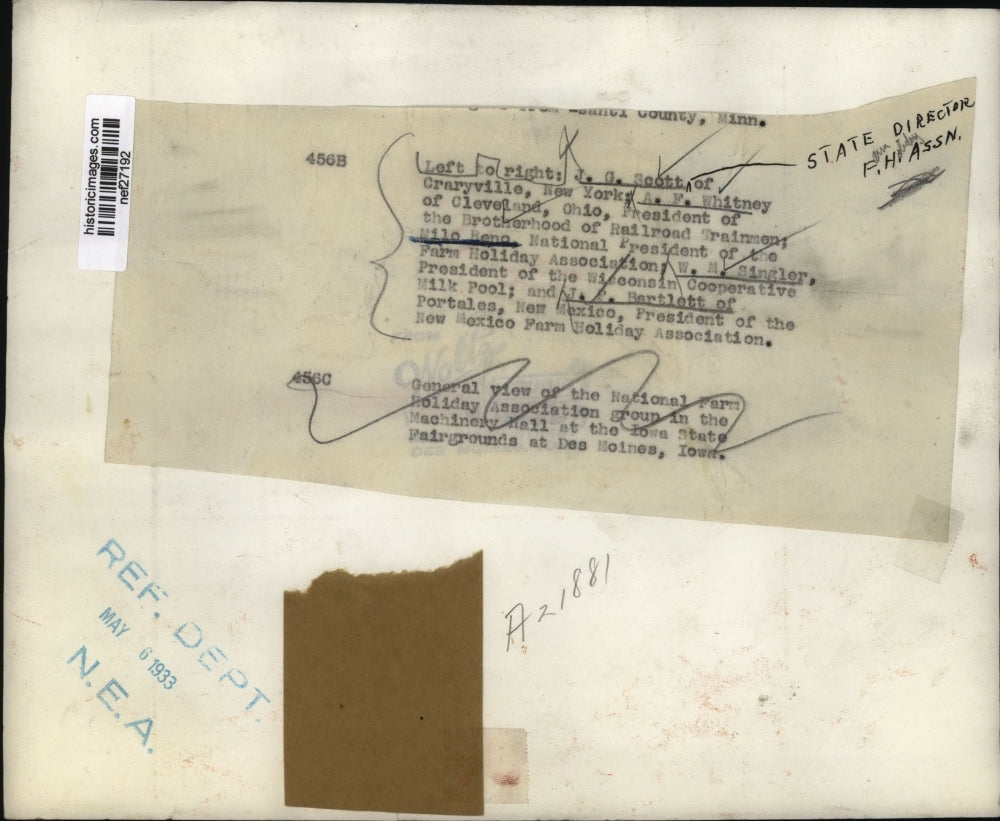 1933 Press Photo View of the National Farm Holiday Association group in Iowa