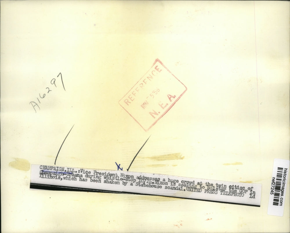 1956 Press Photo Richard Nixon Addresses Champaign-Urbana Whistle Stop