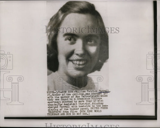 1955 Press Photo William Patrick Farrell charged for murder of Ann Yarrow