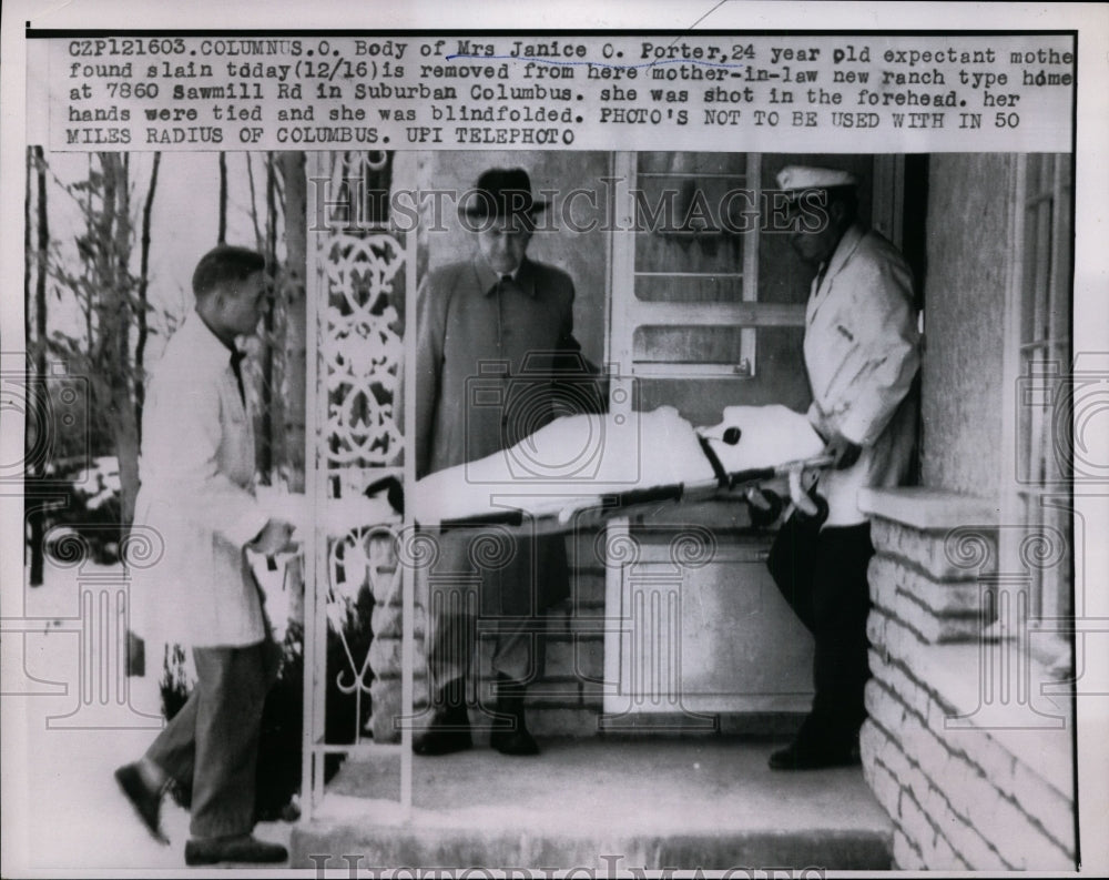 1958 Press Photo Body of expecting mother Janice O. Porter of Suburban Columbus