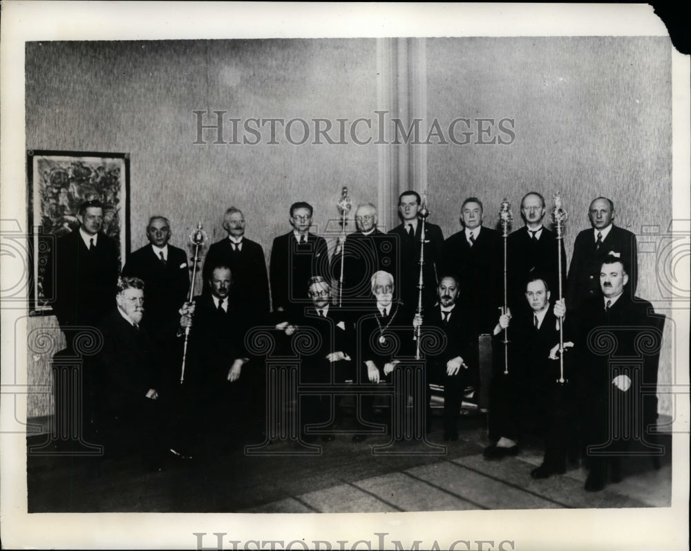 1934 Press Photo Senate of Prague Univ. With Insignia of Old German University