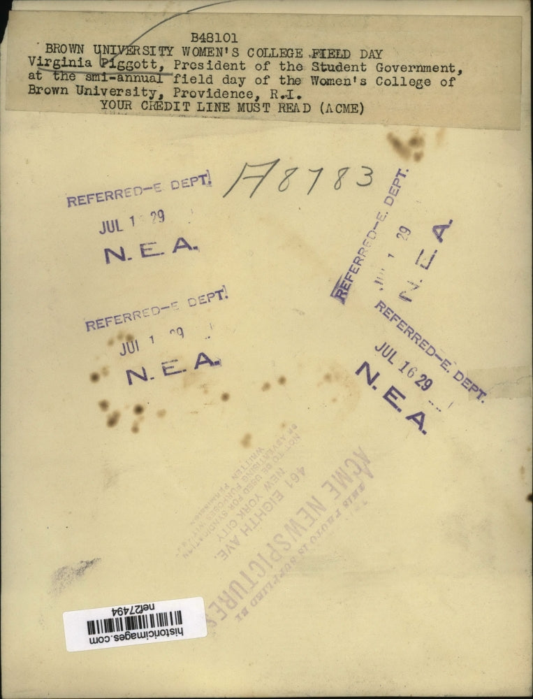 1929 Press Photo Virginia Piggott President of Student Gov. at Annual Field Day