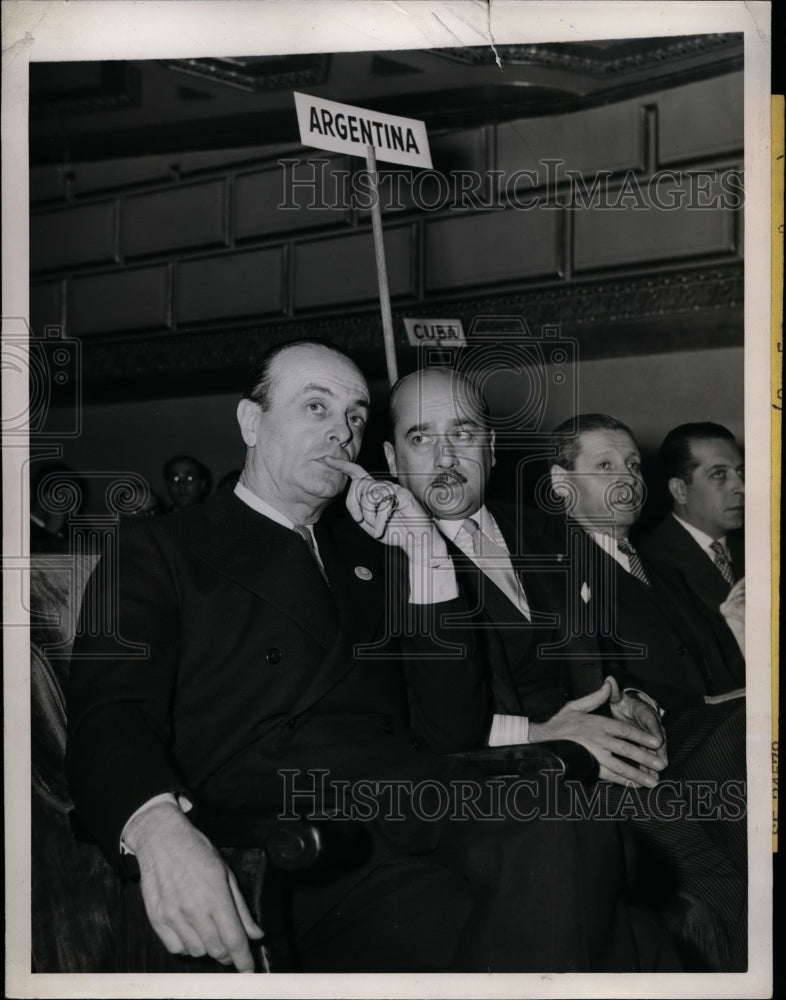 Load image into Gallery viewer, 1945 Press Photo Argentina Ambassador Miguel Carcaro &amp; Oscar Ibarra Garcia
