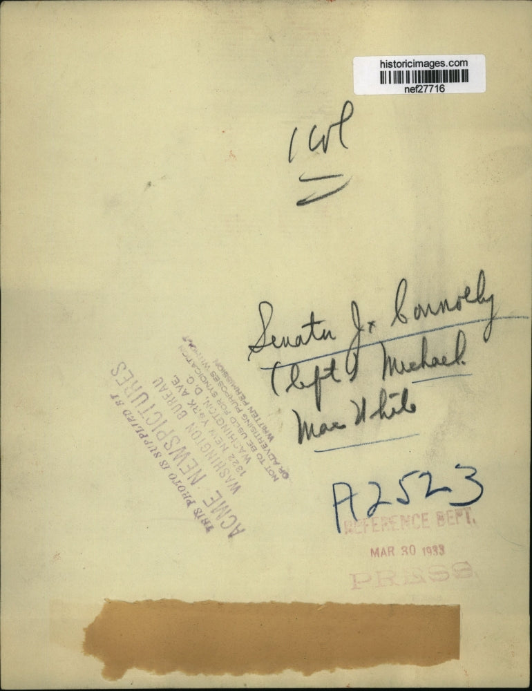 1933 Press Photo Senator J Connolly & Michael Mar White - nef27716