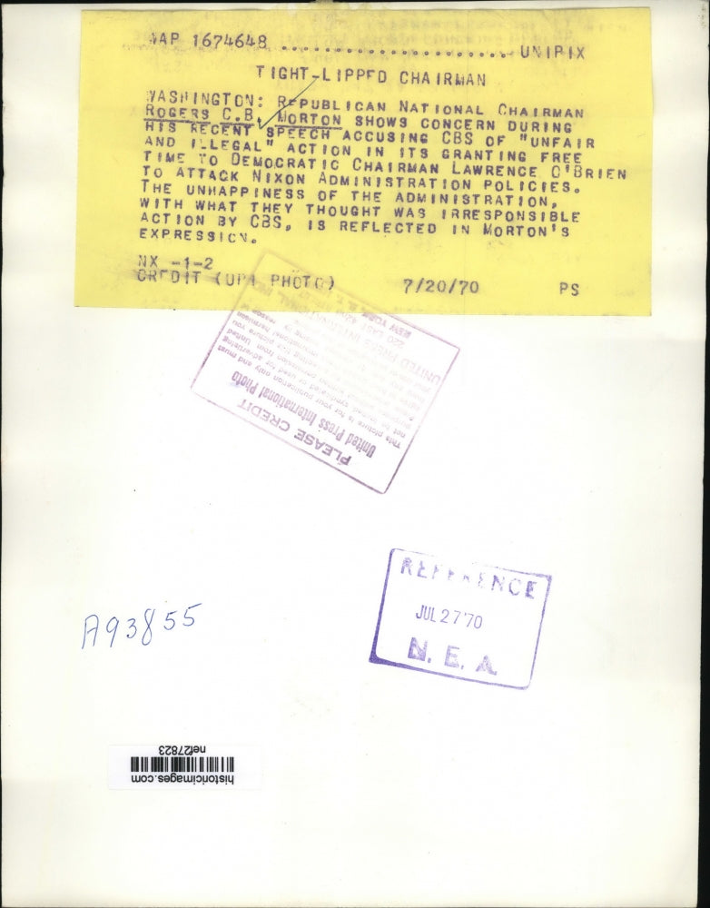 1970 Press Photo Rogers C.B. Morton During Speech - nef27823