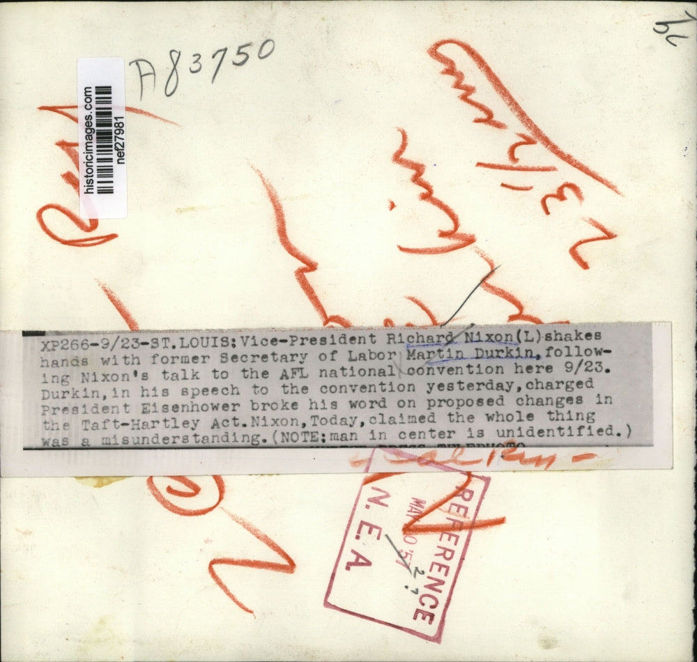 1951 Press Photo Richard M. Nixon, Martin Durkin at AFL Convention, St. Louis