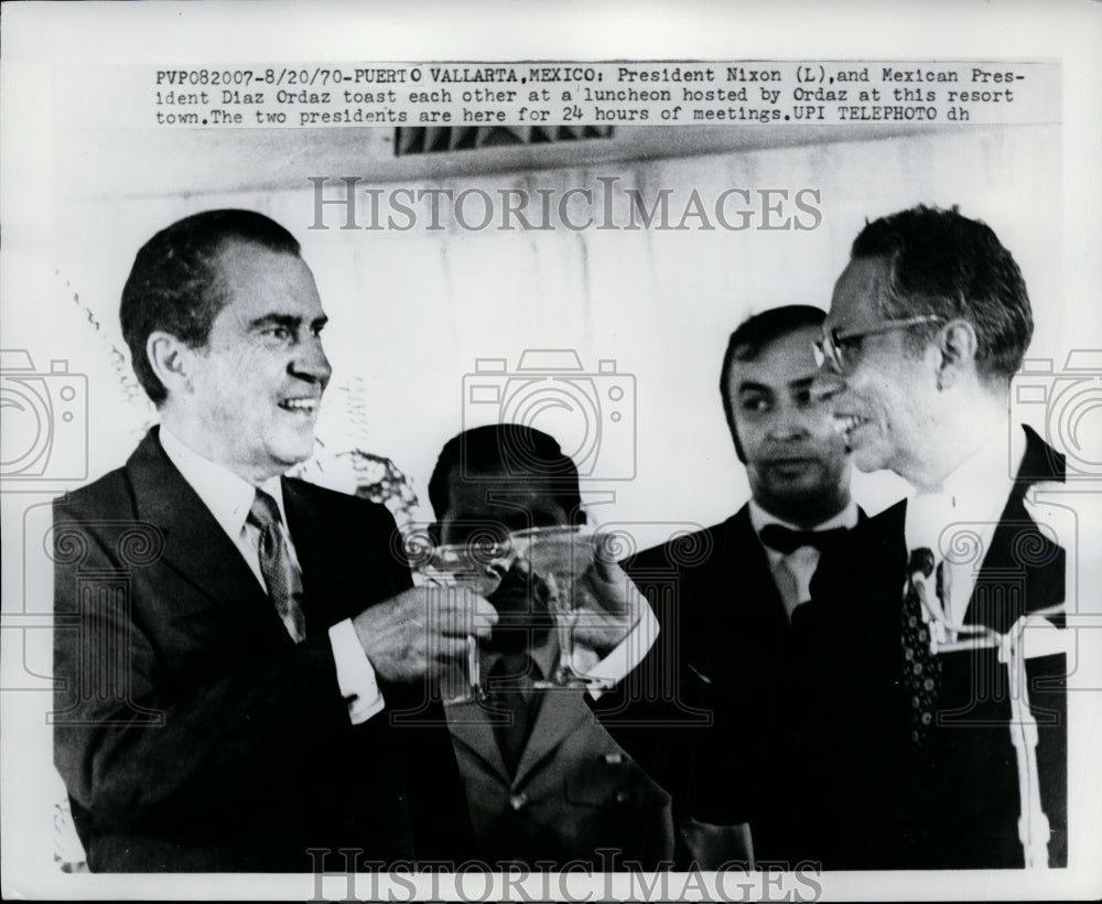 1970 Press Pres Nixon & Diaz Ordaz Toast Each Other at Luncheon Hosted by Ordaz