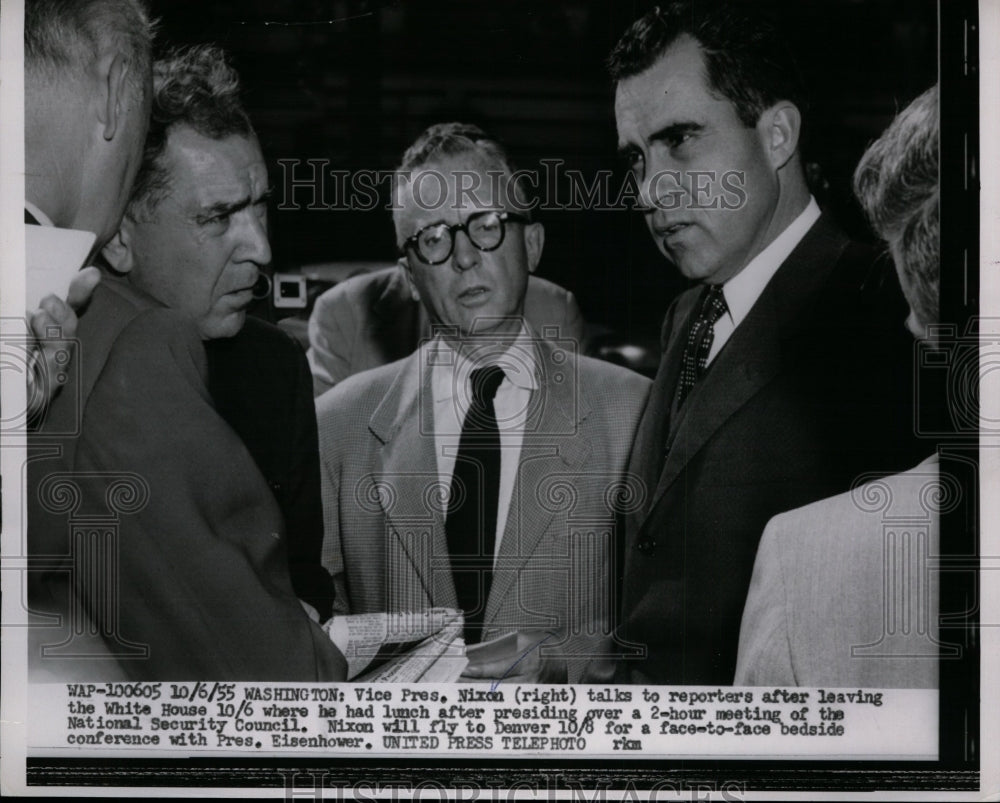 1955 Press Photo Richard Nixon Interviewed at White House - nef28032