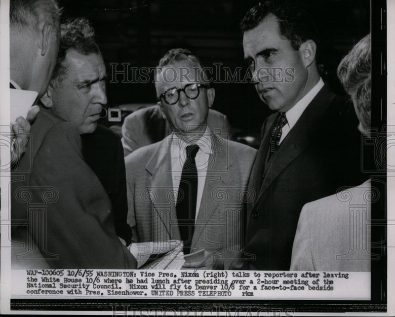 Load image into Gallery viewer, 1955 Press Photo Richard Nixon Interviewed at White House - nef28032
