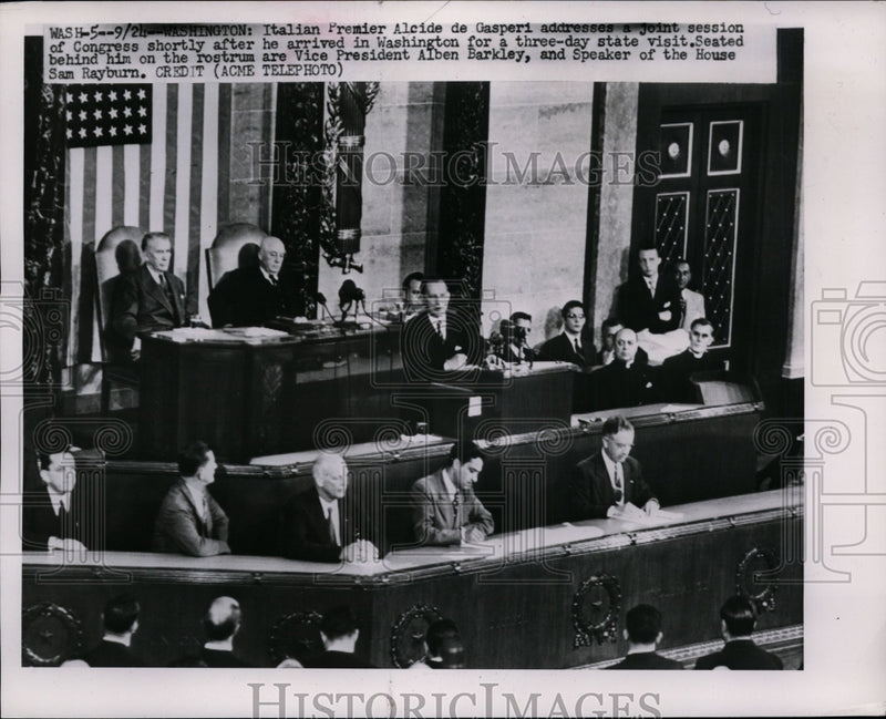Load image into Gallery viewer, 1951 Press Photo Alcide de Gasperi at U.S. Congress Session - nef28100
