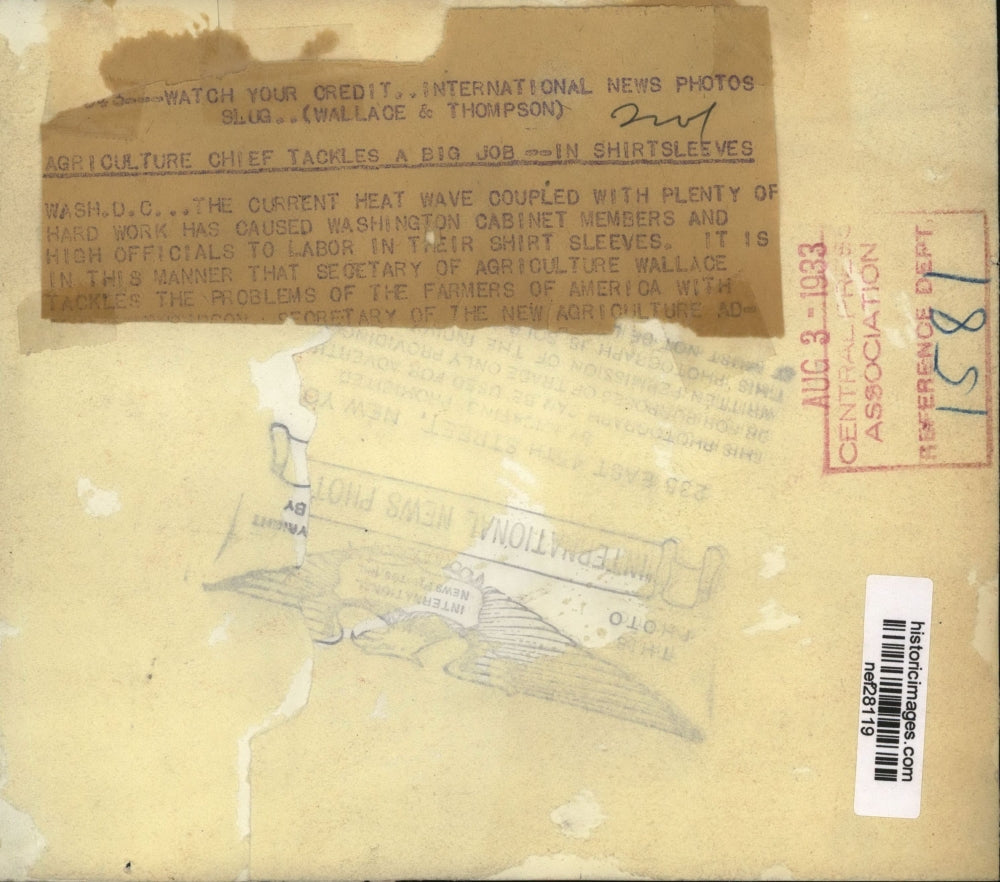 1933 Press Heat Wave & Hard Work Has Caused Officials To Wear Short Sleeves