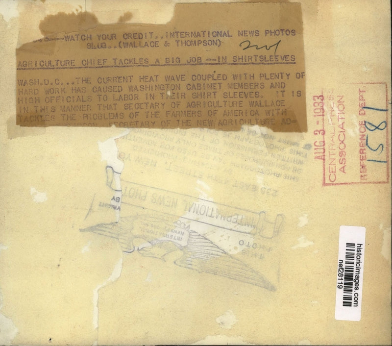 Load image into Gallery viewer, 1933 Press Heat Wave &amp; Hard Work Has Caused Officials To Wear Short Sleeves
