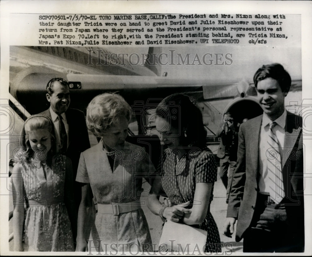 1970 Press Photo Richard Nixon and Family Greet Eisenhowers, El Toro Marine Base