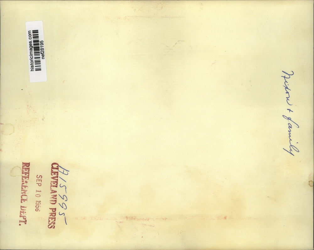 1956 Press Photo Pat and Richard Nixon Greeted by Daughters in Washington