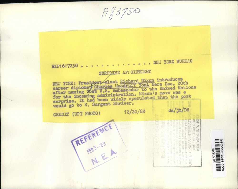 1968 Press Photo Richard Nixon Appointing Charles Woodruff, New York - nef28276