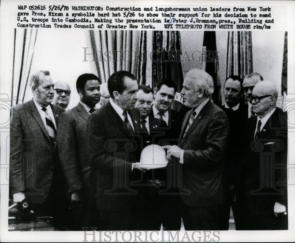 1970 Press Photo Richard Nixon, New York Union Leaders in Washington, D.C.