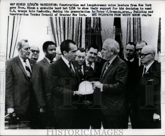 1970 Press Photo Richard Nixon, New York Union Leaders in Washington, D.C.