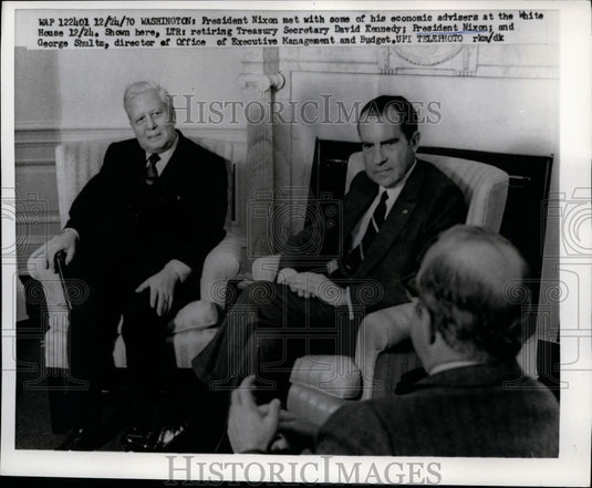 1970 Press Photo Richard Nixon, David Kennedy at White House - nef28345