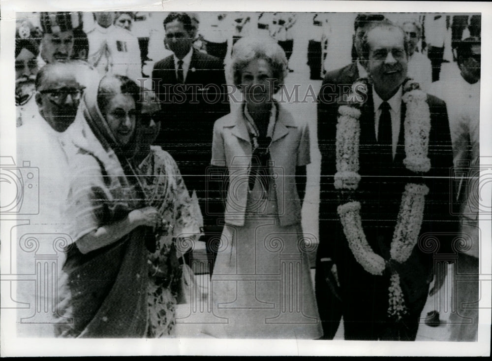 1969 Press Photo Richard Nixon, Wife Pat, Indira Gandhi in New Dehli, India