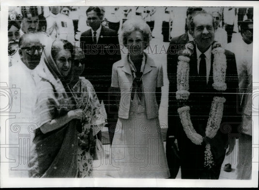 1969 Press Photo Richard Nixon, Wife Pat, Indira Gandhi in New Dehli, India