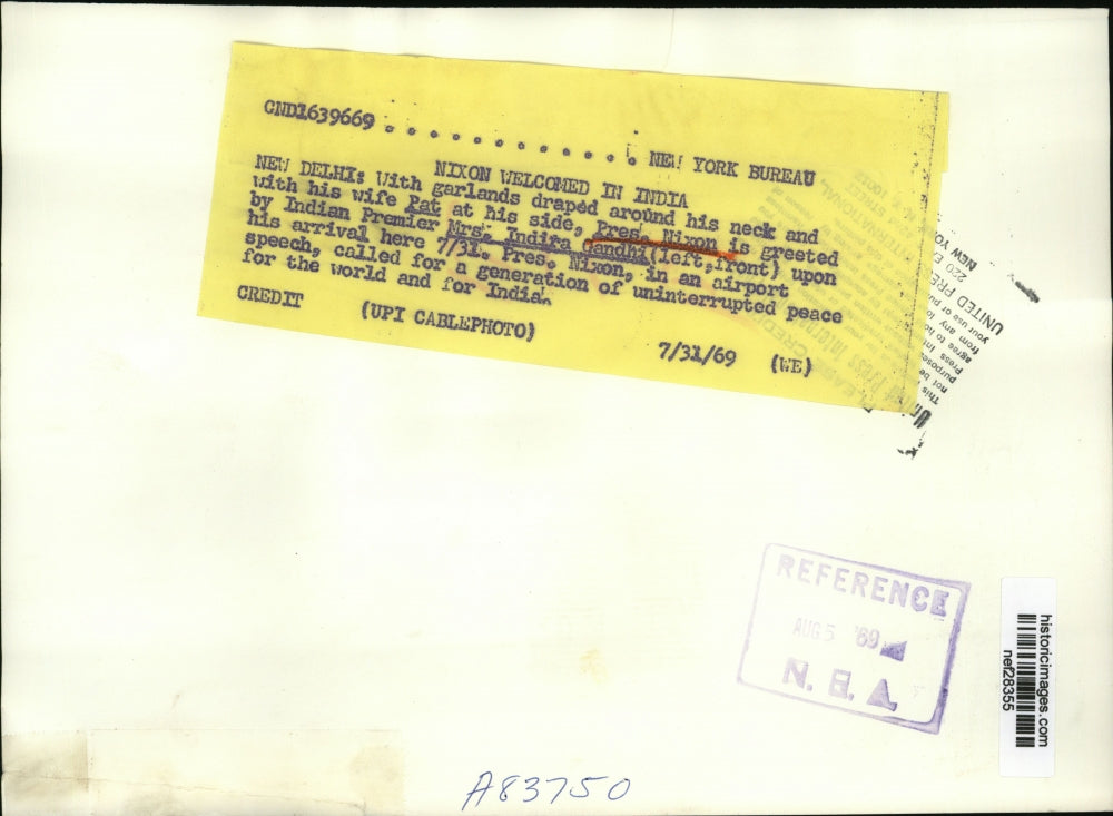 1969 Press Photo Richard Nixon, Wife Pat, Indira Gandhi in New Dehli, India