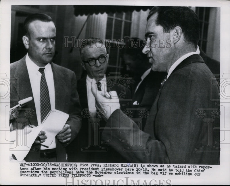 Load image into Gallery viewer, 1954 Press Nixon Shown With Reporters After His Meeting with Pres Eisenhower
