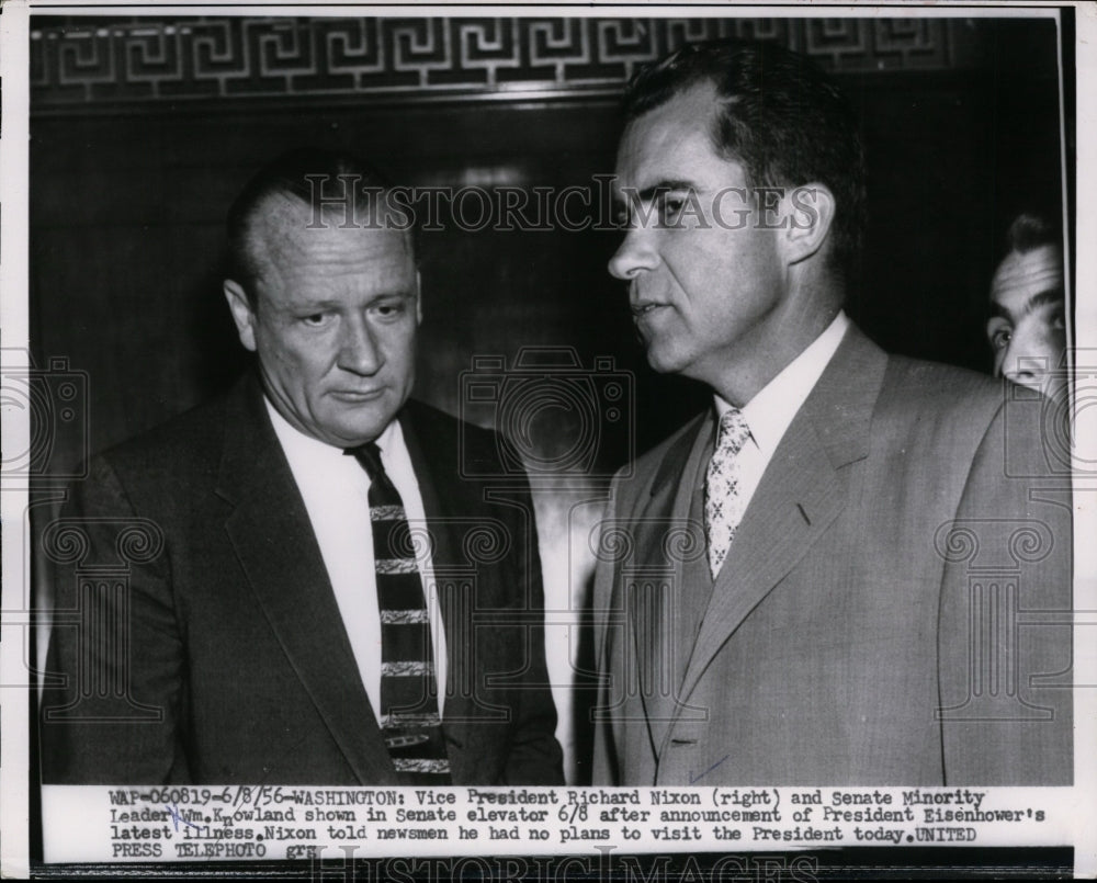 1956 Press Photo VP Richard Nixon & Senate Minority Leader Knowland - nef28424