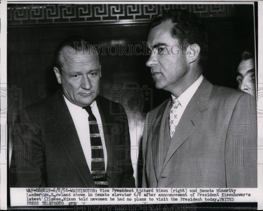 1956 Press Photo VP Richard Nixon & Senate Minority Leader Knowland - nef28424