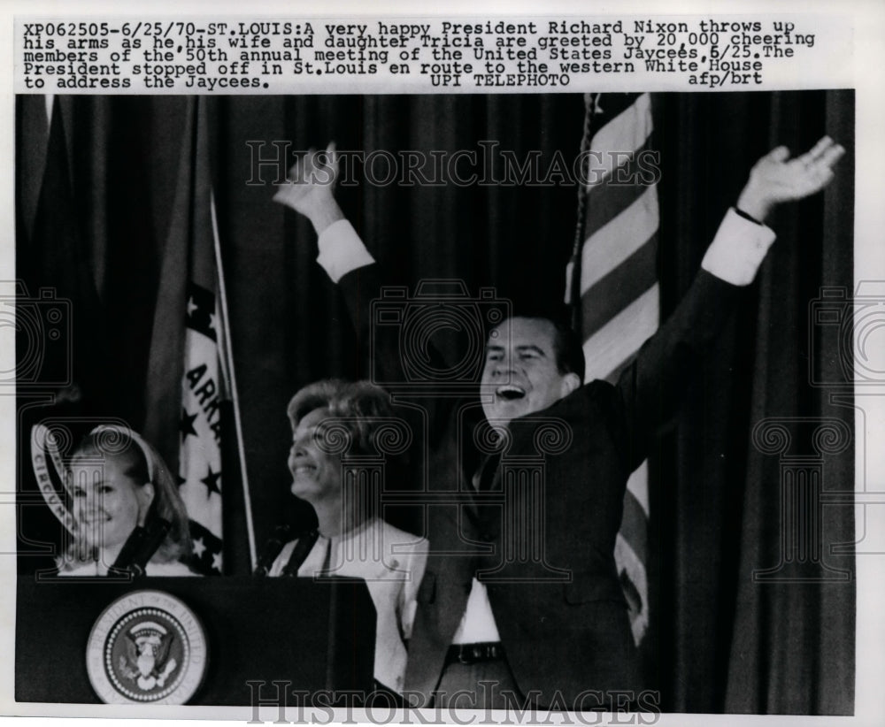 1970 Press Photo President Richard Nixon & Wife at 50th Annual Jaycee Meeting