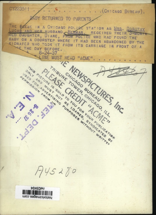 1937 Press Photo Dorothy and Herman Lucas Reunited with Kidnapped Daughter, IL