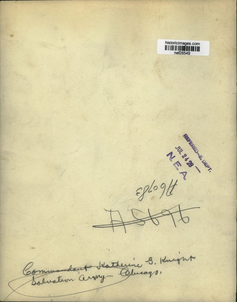 1928 Press Photo Commandant Katherine G. Knight f Salvation Army, Chicago