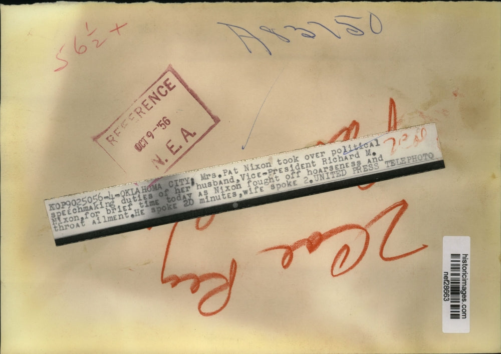 1956 Press Photo Richard Nixon, Wife Pat Speaking in Oklahoma City - nef28663