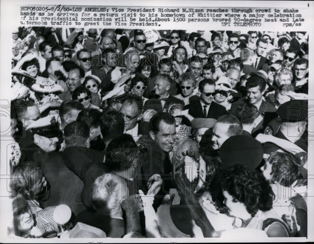1960 Press Photo Richard Nixon Greets Los Angeles Campaign Tour Crowds