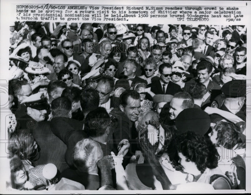 Load image into Gallery viewer, 1960 Press Photo Richard Nixon Greets Los Angeles Campaign Tour Crowds
