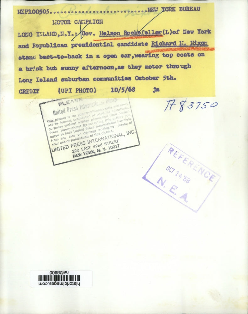 1968 Press Photo Gov. Nelson Rockefeller and Pres. Candidate Nixon, Long Island