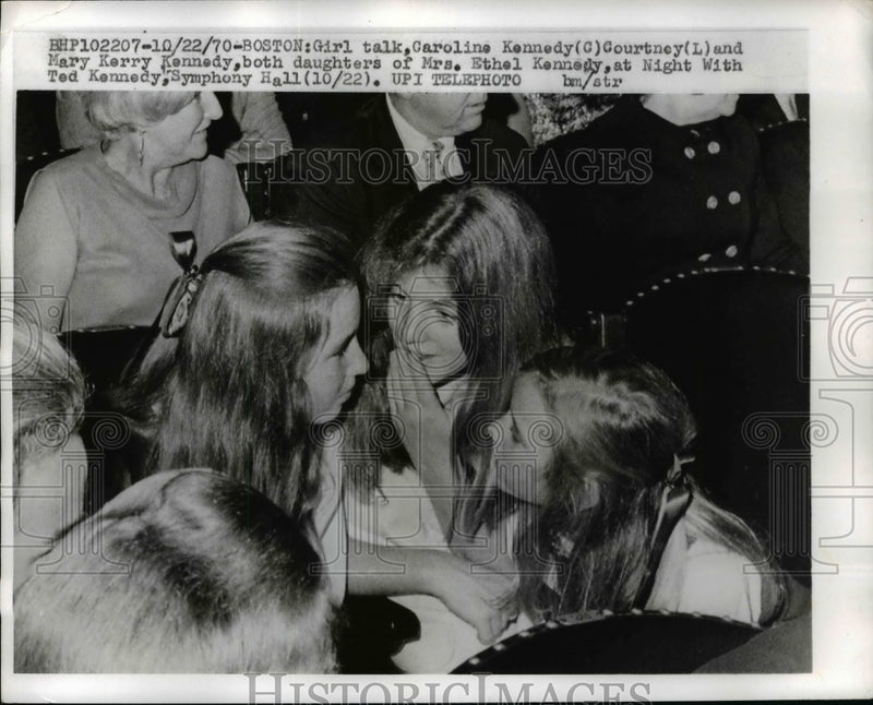 Load image into Gallery viewer, 1970 Press Photo Caroline Kennedy at Symphony Hall with Ted Kennedy - nef28841
