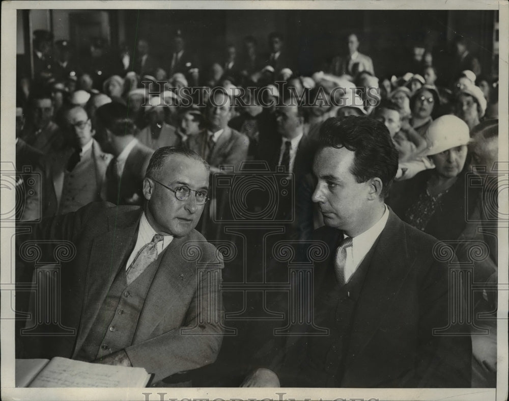 1933 Press Photo David A Lamson with Attorney on Trial for Killing Wife Allane