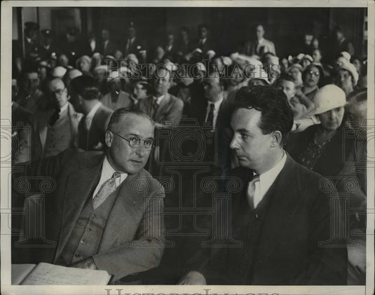 1933 Press Photo David A Lamson with Attorney on Trial for Killing Wife Allane