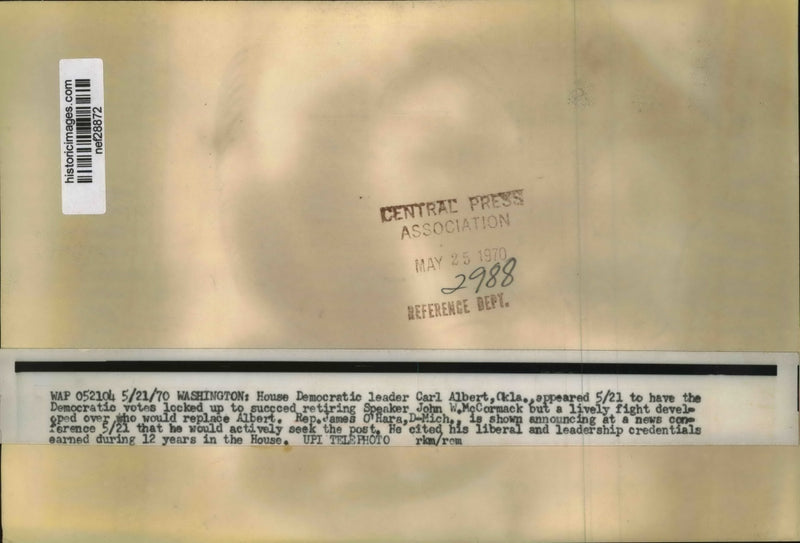 Load image into Gallery viewer, 1970 Press Photo House Democratic Leader Carl Albert of Oklahoma - nef28872
